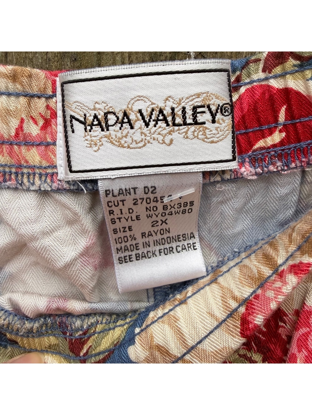Vintage 90s Napa Valley Blue Floral Rayon Skirt Size 2X - Picture 4 of 5
